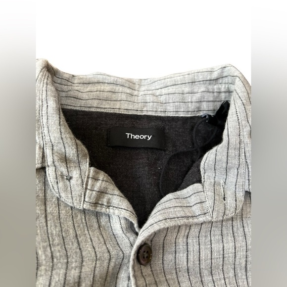 Theory Long Sleeve button down Shirt Gray & Black - Picture 4 of 6